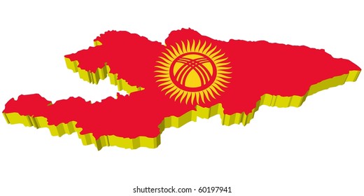 vectors 3D map of Kyrgyzstan