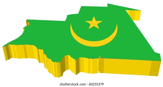  vectors 3D map of Mauritania