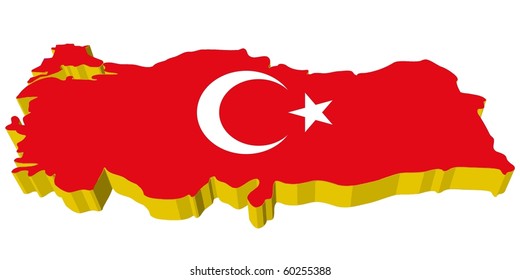  vectors 3D map of Turkey