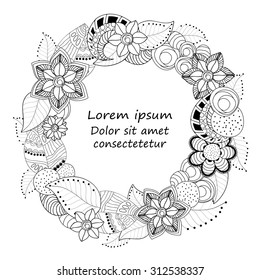 vectors abstract doodle flower and wave pattern. card template
