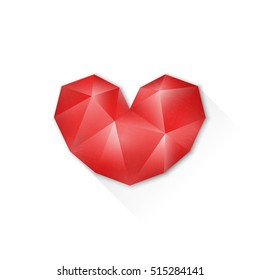 vectors abstract polygon heart isolated design red