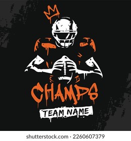 VECTORS. American football champions, editable poster, winners, super bowl, graffiti, artwork, crown