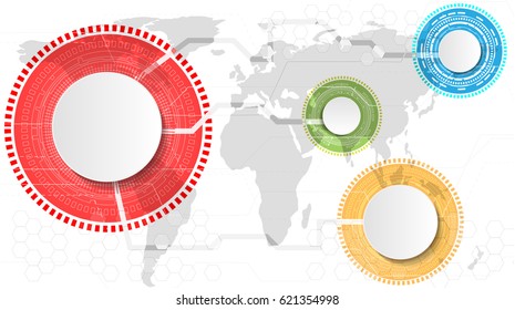 Vectors background abstract technology,world map,communication concept.White background