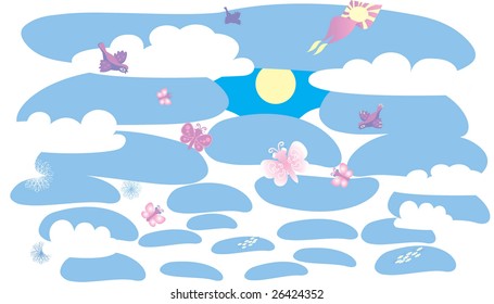 Vectors. Background of sky and clouds