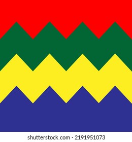 Los vectores y fondos están representados por cuatro colores, rojo, amarillo, verde y azul, con líneas onduladas.