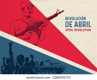 VECTORS. Banner for the April Revolution, also known as the Dominican Civil War in Santo Domingo, Dominican Republic. April 24, vintage, retro