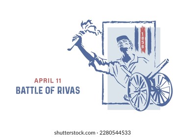 VECTORS. Banner for the Battle of Rivas in Costa Rica or Juan Santamaria Day, national hero, April 11, patriotic, civic holiday, torch