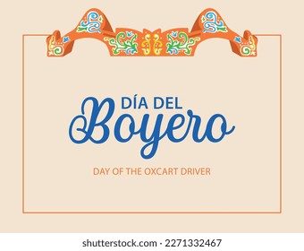 VECTORS. Banner for the Day of the Oxcart driver in Costa Rica. Also great for the Independence day, Annexation of Nicoya and patriotic or cultural events. Oxcart parade, ox yoke, traditional painting svg