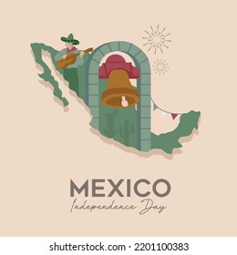 VECTORS  Banner for Mexico Independence Day  September 16  patriotic event  civic holiday  national symbols  map