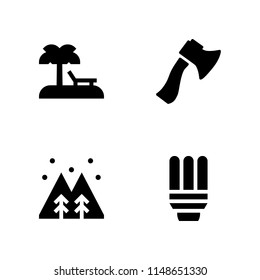 vectors with beach, axe, eco light and forest icons for web and mobile app