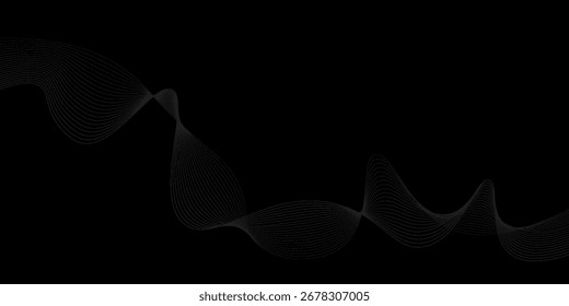 Vectores Diseño de fondo negro. Moderno patrón de línea ondulada en colores monocromos. Textura de la raya de Premium para el Anuncio, diseño moderno