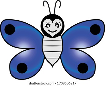 vectors cartoon butterfly smile blue color
