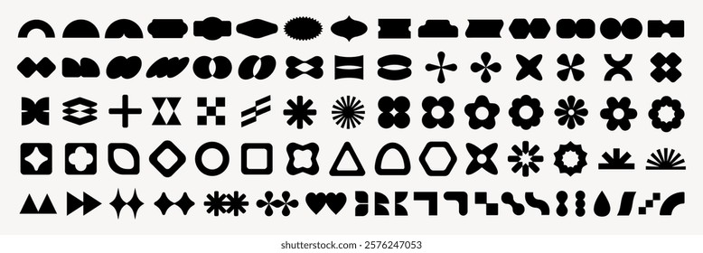 Vectors. A collection of abstract geometric shapes. Various geometric patterns, abstract designs, and unique shapes. Geometric shapes in a variety of abstract forms. Black shapes, vector set.