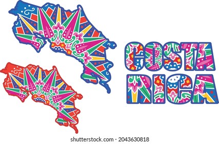 VECTORS. Costa Rica Maps and lettering with Ox cart (carreta típica) designs for tourism, travel, Annexation of the Nicoya Party (Anexion a Nicoya), Costa Rica Independence Day, civic events 