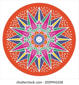 VECTORS. Costa Rica Traditional Ox Cart Wheel design for Independence Day and civic holidays. Orange version.
