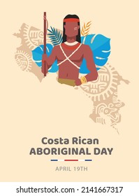 VECTORS. Costa Rican Aboriginal Day also known as National Costa Rican Indigenous Day, holiday, april 19, Pre-Columbian art