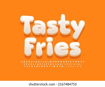 Vectors creative Emblem  Tasty Fries for Cafe and Restaurant. Modern 3D Font. Artistic Alphabet Letters and Numbers set