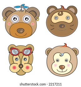 Vectors cute animals face 05