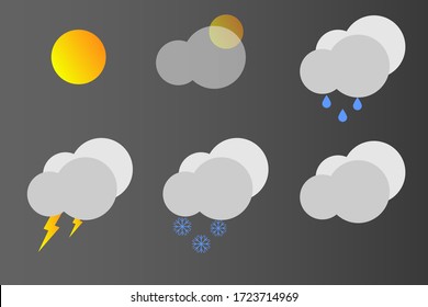Vectors of different weather. Set of forecast icons