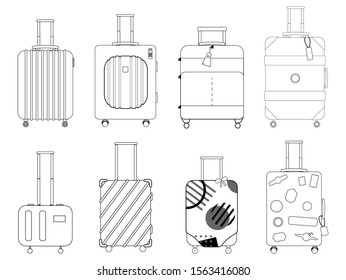 vectors drawing line set of luggage.