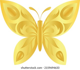 vectors, drawings of colorful butterflies. drawings of butterflies of golden color. the shapes.