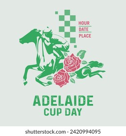 VECTORS. Editable banner for the Adelaide Cup Day, horse race and activities held in Australia