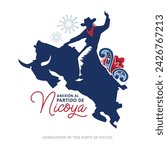 VECTORS. Editable banner for the Annexation of the Nicoya Party and any patriotic event or taurine party (Costa Rica) Map with the shape of a bull