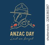 VECTORS. Editable banner for Anzac Day in Australia and New Zealand. April 25, Lest we forget, poppy flowers