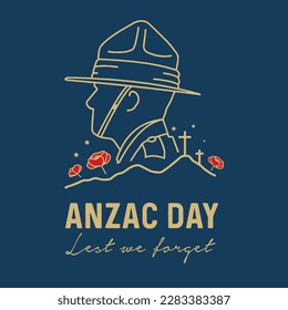 VECTORS. Editable banner for Anzac Day in Australia and New Zealand. April 25, Lest we forget, poppy flowers