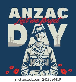 VECTORS. Editable banner for Anzac Day in Australia and New Zealand. April 25, Lest we forget, poppy flowers