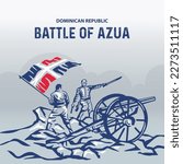 VECTORS. Editable banner for the Battle of Azua or Battle of March 19, the first major battle of the Dominican Republic War of Independence