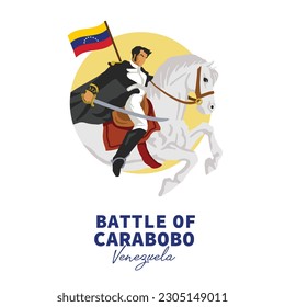 VECTORES. Pancarta editable para la Batalla de Carabobo en Venezuela, 24 de junio. Liderado por el General Simon Bolivar