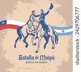 VECTORS. Editable banner for the Battle of Maipu, won by Chilean and Argentine rebels commanded by Jose de San Martin and Bernardo O