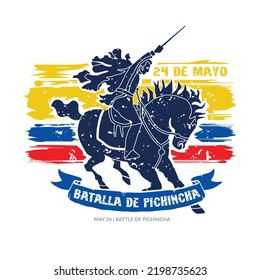 VECTORES. Banner editable para la batalla del Día de la Pichincha en Ecuador, 24 de mayo, General Antonio José de Sucre, patriótico, independiente, bandera, graffiti, pintura