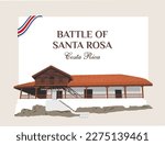 VECTORS. Editable banner for the Battle of Santa Rosa, held at "La Casona" (big house or large country estate) in Guanacaste, Costa Rica. Flat colors.