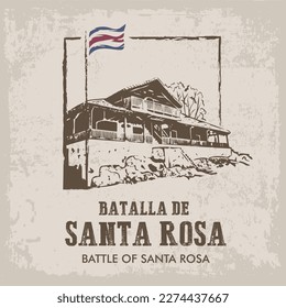 VECTORES. Banner editable para la Batalla de Santa Rosa, realizada en "La Casona" (casa grande o gran finca rural) en Guanacaste, Costa Rica