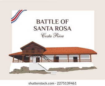 VECTORS. Editable banner for the Battle of Santa Rosa, held at "La Casona" (big house or large country estate) in Guanacaste, Costa Rica. Flat colors.