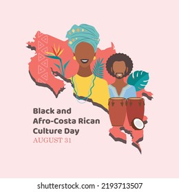 VECTORS. Editable Banner For The Black And Afro-Costa Rican Culture Day, August 31, National Holiday Celebration, Tradition