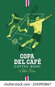 VECTORS. Editable banner for the "Copa del Cafe" or Coffee Bowl, a junior tennis tournament in Costa Rica that take place every year. International event, best junior players, january