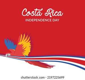 VECTORS. Editable banner for Costa Rica Independence Day and patriotic holidays, September 15, folkloric, text holder, macaw