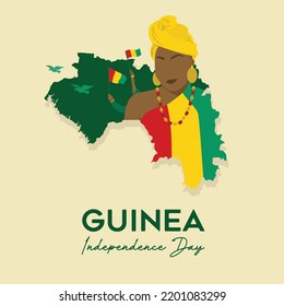 VECTORS. Editable banner for Guinea Independence day and patriotic events, October 2, flag, map