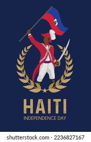 VECTORS. Editable banner for Haiti Independence day, Revolution day and patriotic events, formal, gold details