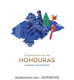 VECTORS. Editable banner for Honduras Independence day. Patriotic symbols, Francisco Morazan, national bird, map