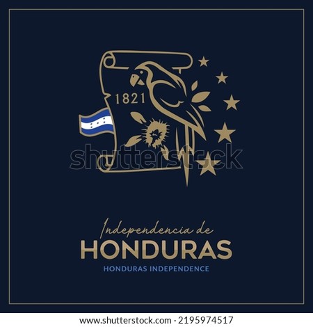 VECTORS. Editable banner for Honduras Independence Day, patriotic, civic holiday, national bird, national symbols, national flower, flag, September 15