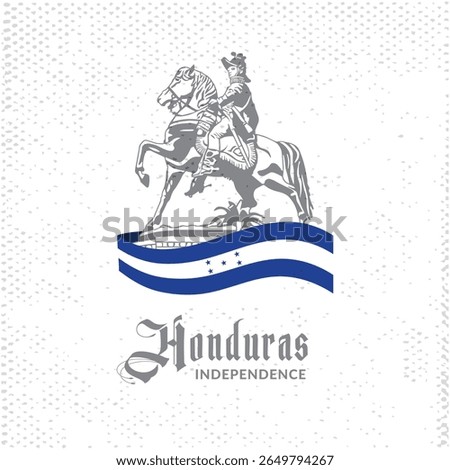 VECTORS. Editable banner for Honduras Independence day. Francisco Morazan, flag