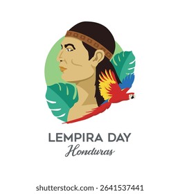 VECTORS. Editable banner for Lempira Day in Honduras (July 20), an annual festival named after an indigenous leader, a national hero.