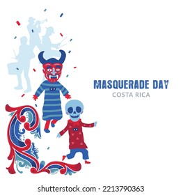 VECTORS. Editable banner for the Masquerade Day in Costa Rica, October 31, festivity, dance, music