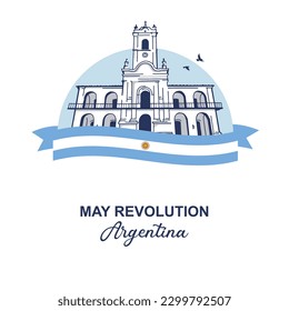 VECTORS. Editable banner for the May Revolution in Argentina (May 1810)