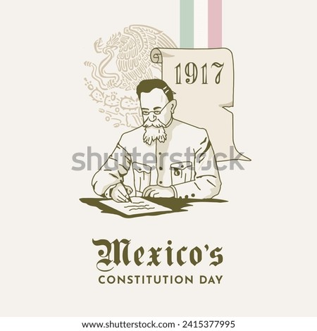 VECTORS. Editable banner for Mexico's Constitution Day. Featuring President Venustiano Carranza