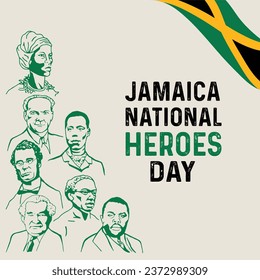 VECTORS. Editable banner for the National Heroes Day in Jamaica, October